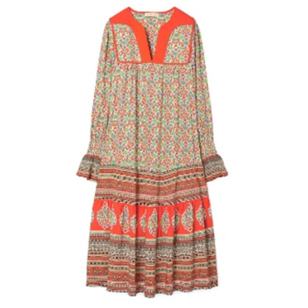 TORY BURCH Legacy Paisley Printed Tunic Midi Dress